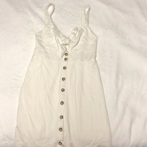White Tie Front Button Down Dress!